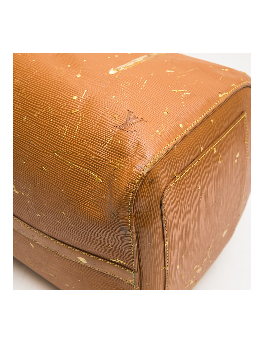 Sac Keepall LOUIS VUITTON cuir épi gold customisé