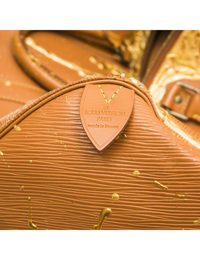 LOUIS VUITTON 'Keepall' customized bag in cipengo gold épi leather