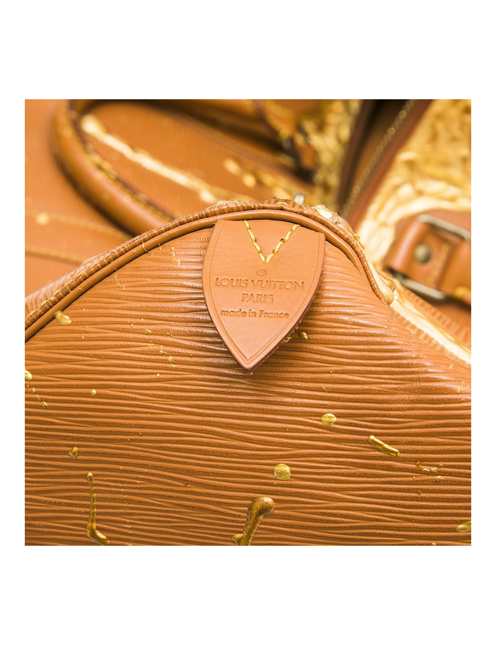Sac Keepall LOUIS VUITTON cuir épi gold customisé