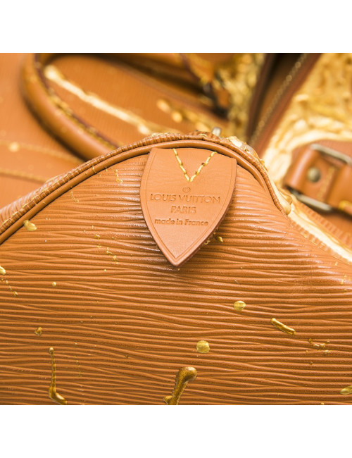 LOUIS VUITTON 'Keepall' customized bag in cipengo gold épi leather