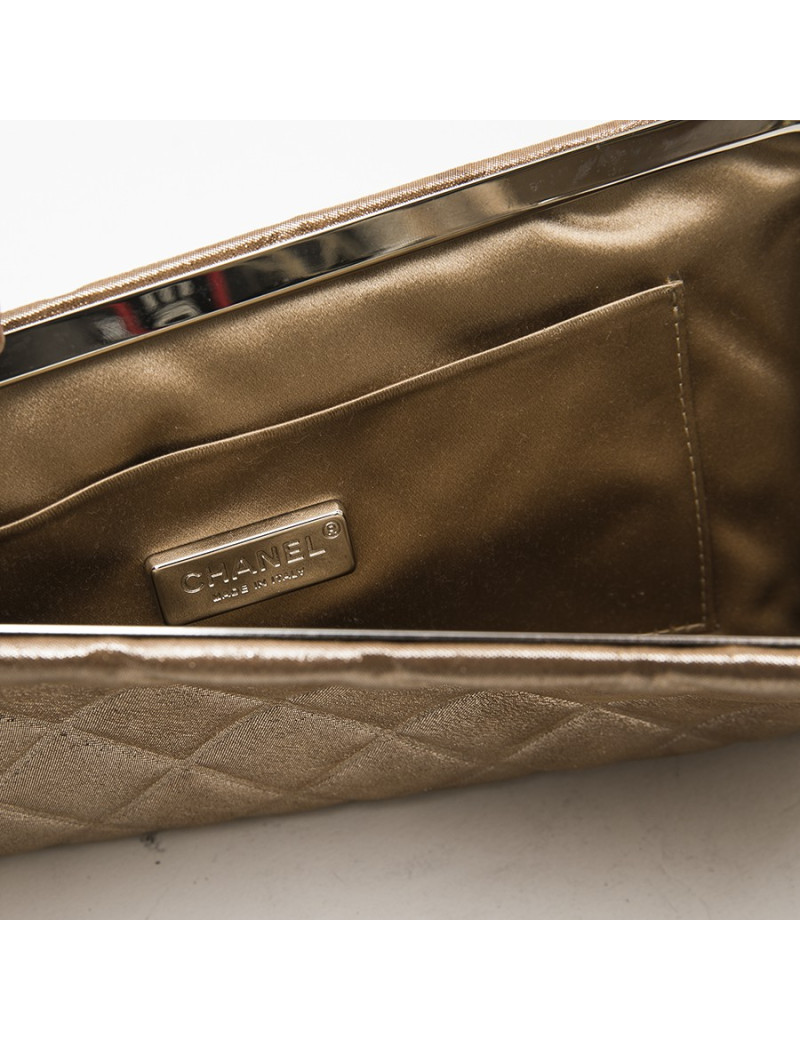 CHANEL evening clutch in gold lamé leather