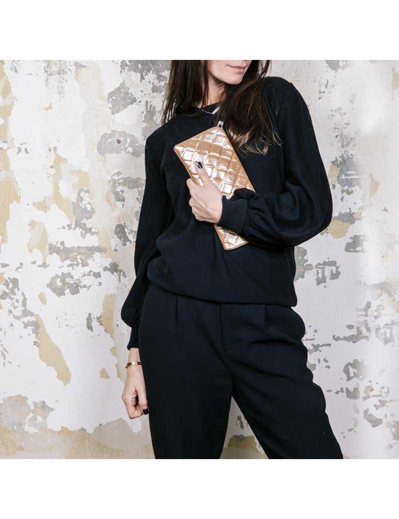 CHANEL evening clutch in gold lamé leather