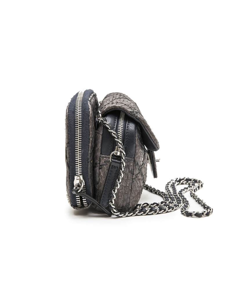 CHANEL mini quilted flap bag in a gradient of purple freshwater snake leather