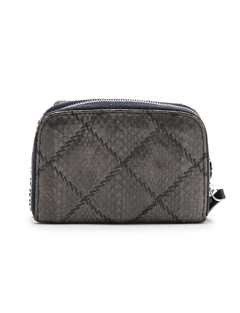 CHANEL mini quilted flap bag in a gradient of purple freshwater snake leather