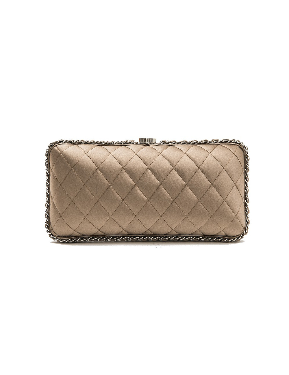 Pochette du soir CHANEL satin beige et chaînettes