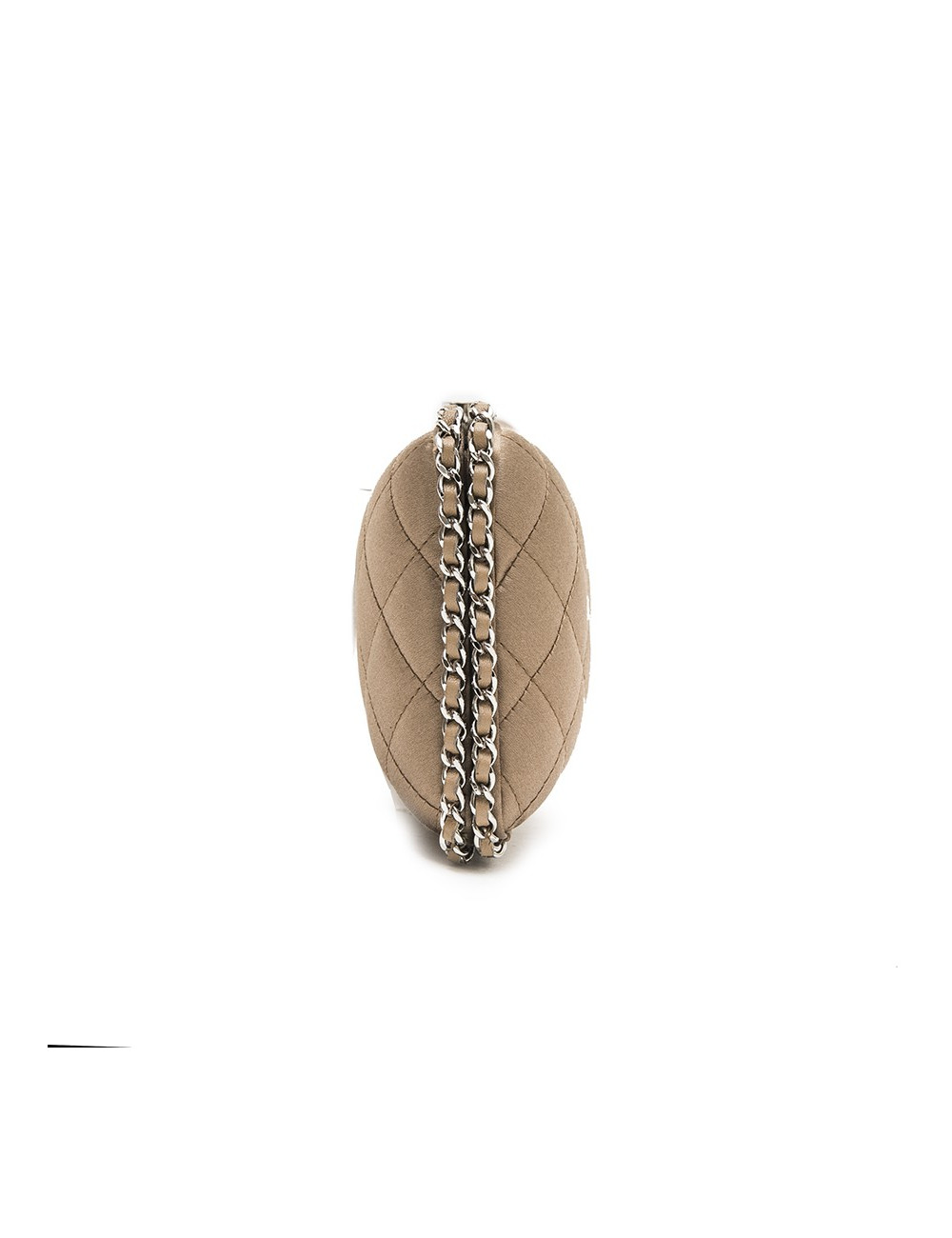 Pochette du soir CHANEL satin beige et chaînettes