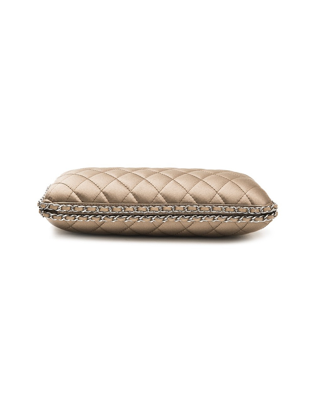 Pochette du soir CHANEL satin beige et chaînettes