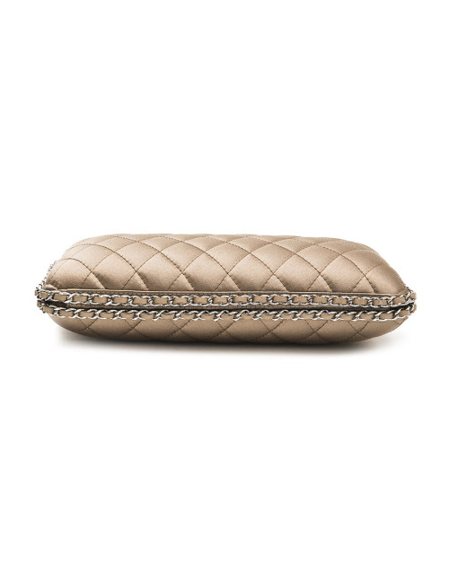 Pochette du soir CHANEL satin beige et chaînettes