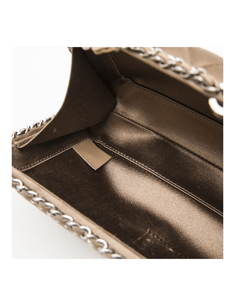 Pochette du soir CHANEL satin beige et chaînettes