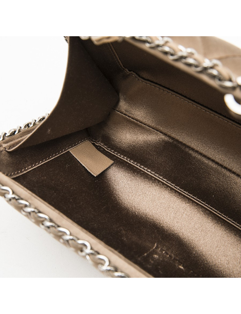 Pochette du soir CHANEL satin beige et chaînettes
