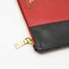 PRADA clutch in black and red grained leather
