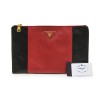 PRADA clutch in black and red grained leather