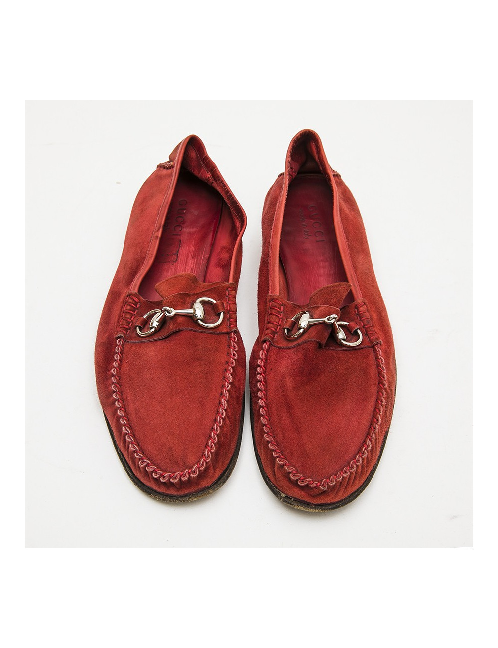 Mocassins GUCCI mors daim rouge T43