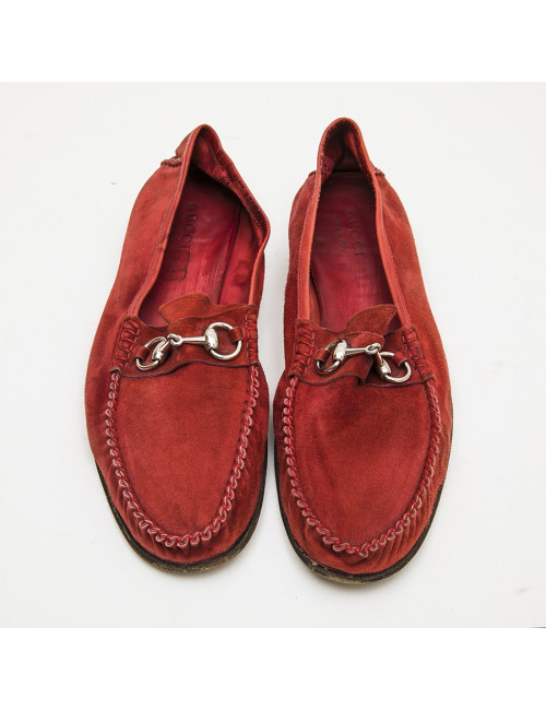 Mocassins GUCCI mors daim rouge T43
