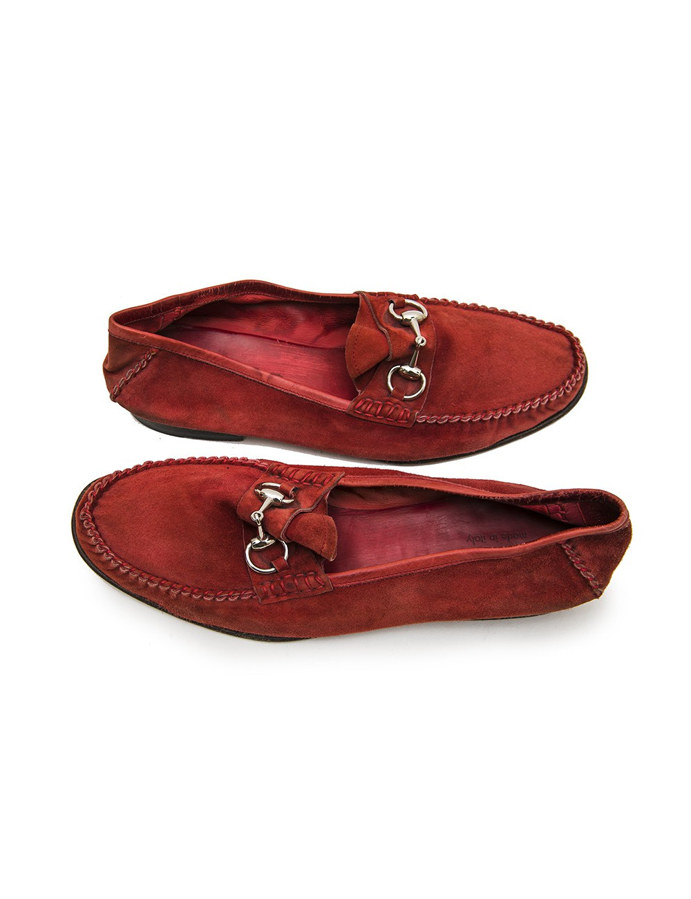 Moccassins GUCCI  daim rouge T43