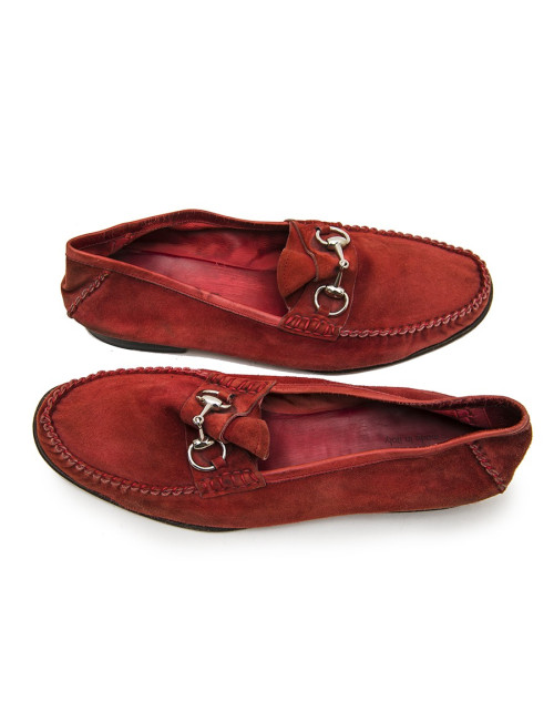 Mocassins GUCCI mors daim rouge T43