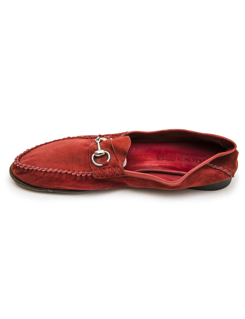 Mocassins GUCCI mors daim rouge T43