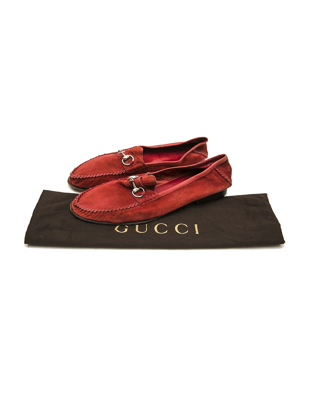Mocassins GUCCI mors daim rouge T43