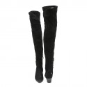 CHANEL T 38.5 thigh boots in black suede calfskin 