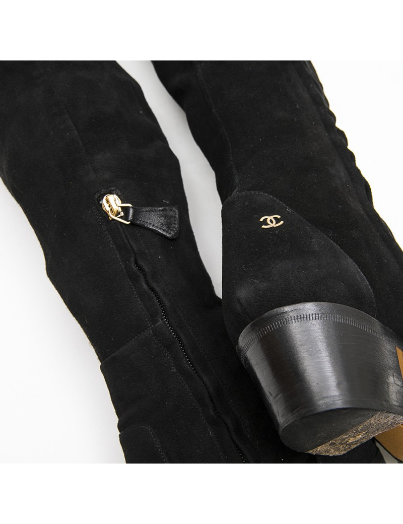 Bottes cuisardes CHANEL T 38.5 noires