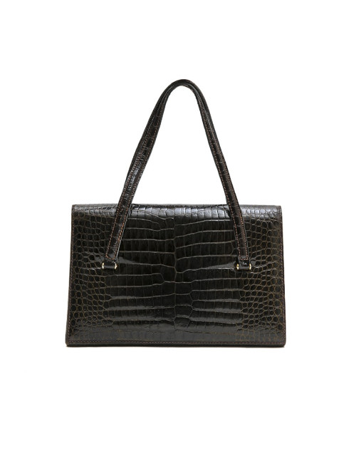 Sac GUCCI Vintage en crocodile porosus marron