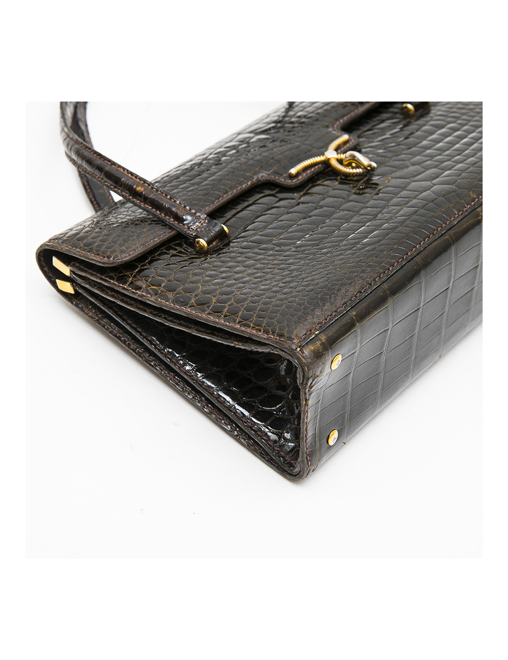 Sac GUCCI Vintage en crocodile porosus marron