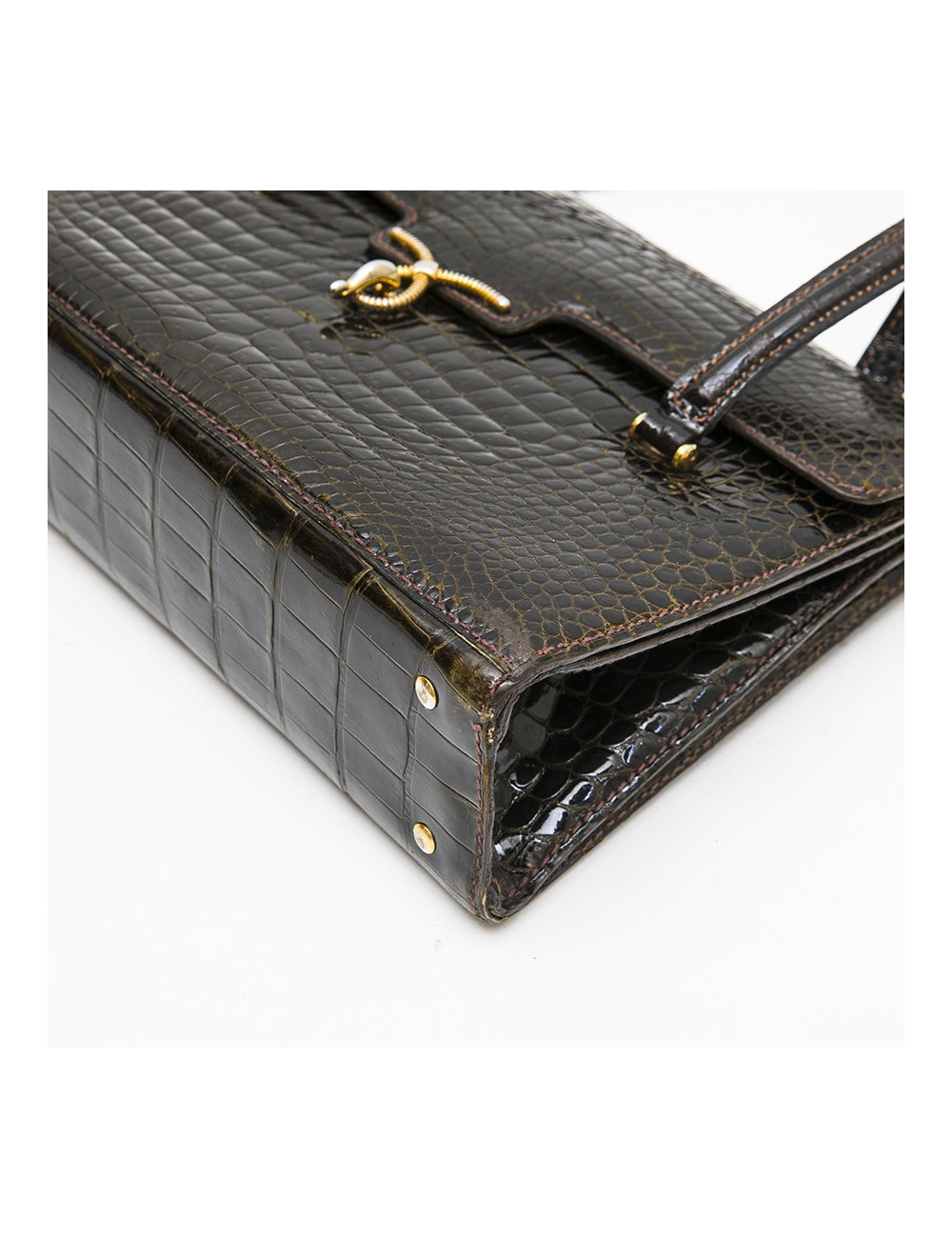 Sac GUCCI Vintage en crocodile porosus marron