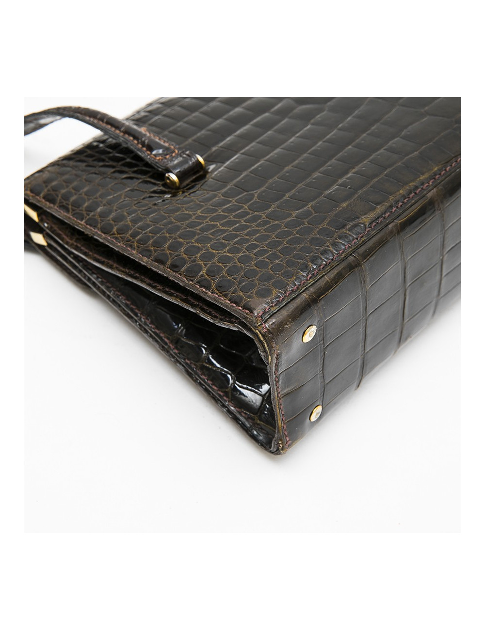 Sac GUCCI Vintage en crocodile porosus marron