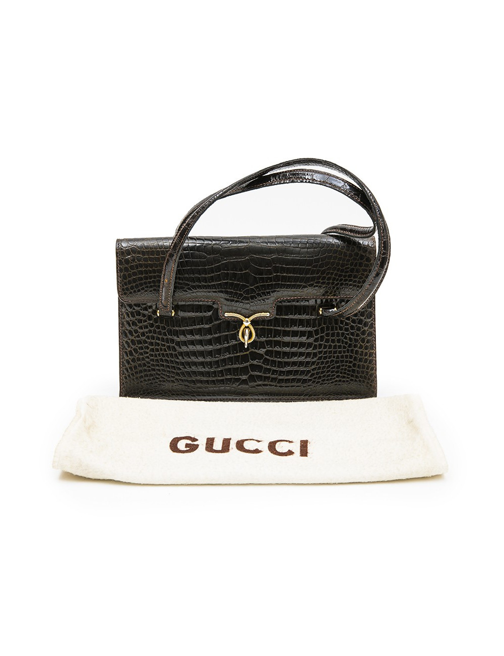 GUCCI Vintage bag in browncrocodile porosus leather