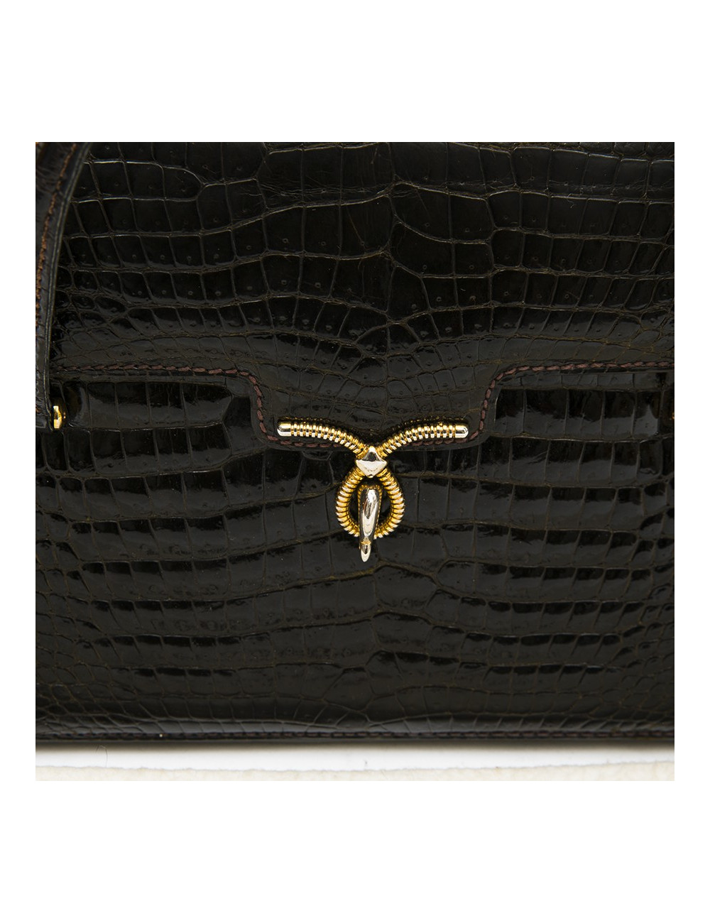 Sac GUCCI Vintage en crocodile porosus marron