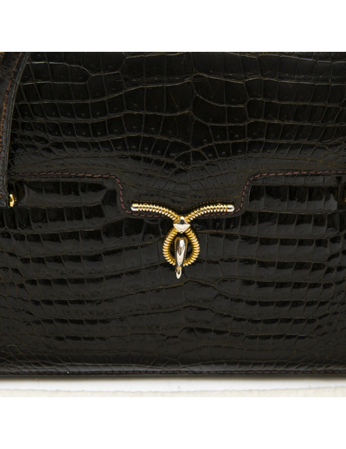 GUCCI Vintage bag in browncrocodile porosus leather
