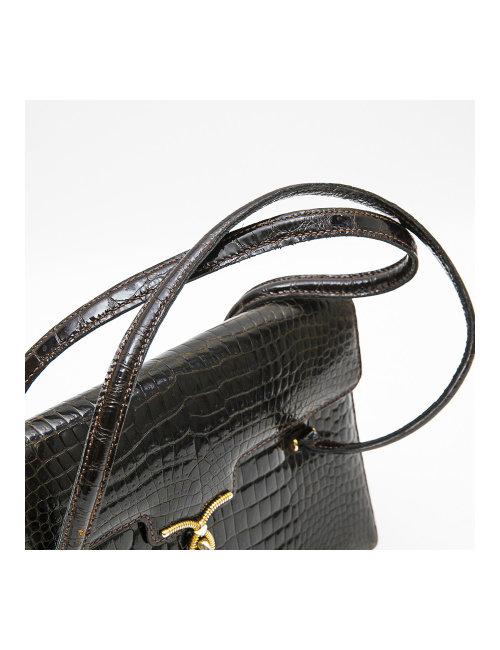 GUCCI Vintage bag in browncrocodile porosus leather
