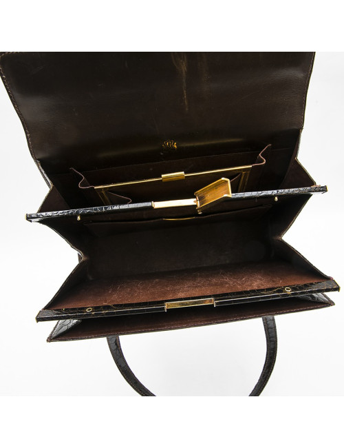 GUCCI Vintage bag in browncrocodile porosus leather