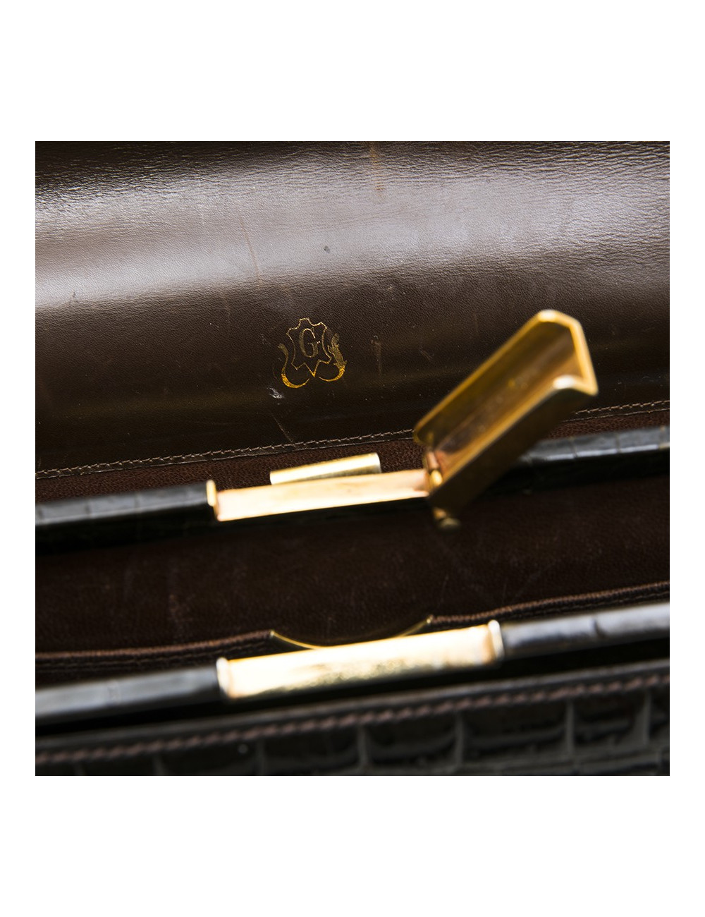 Sac GUCCI Vintage en crocodile porosus marron