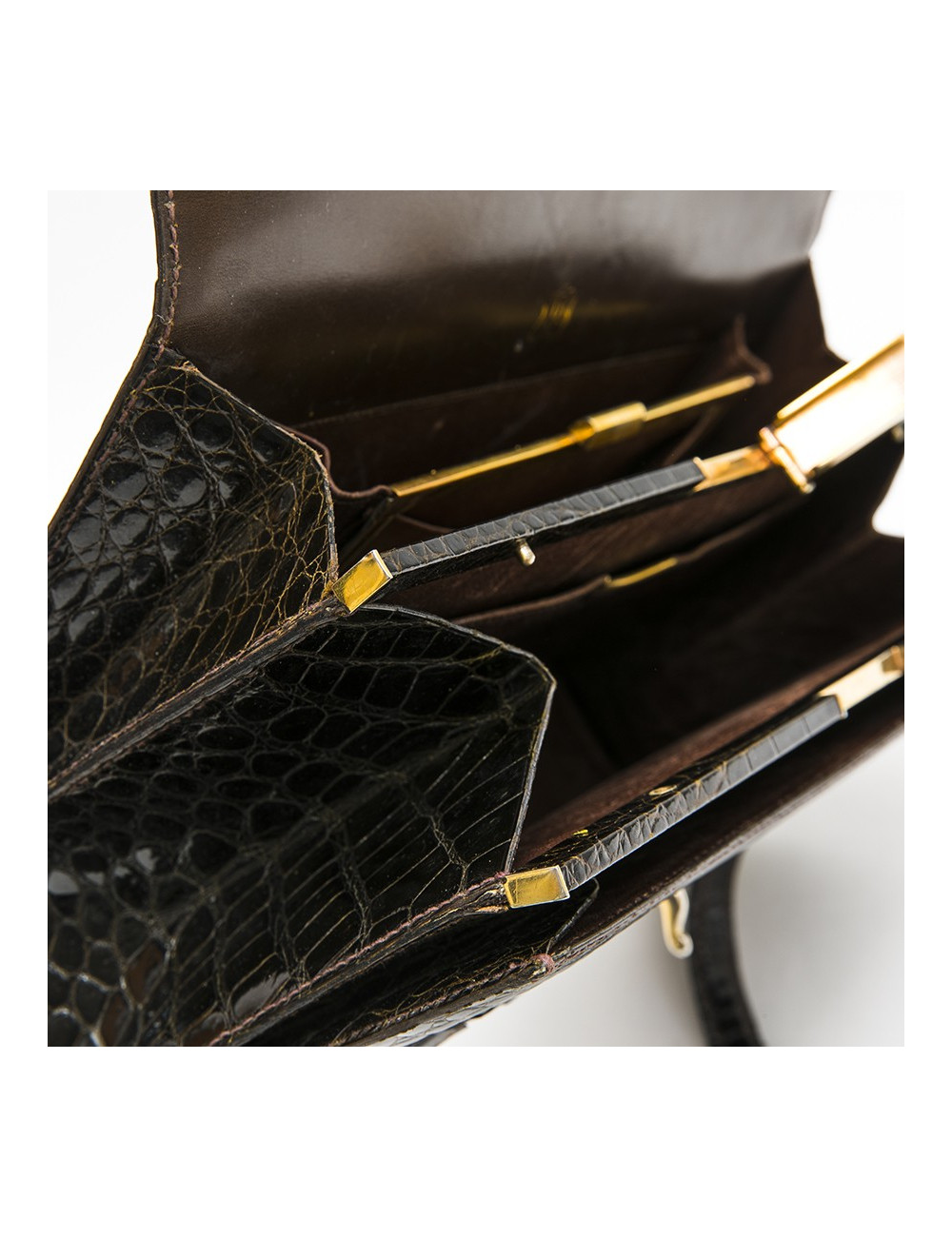 Sac GUCCI Vintage en crocodile porosus marron