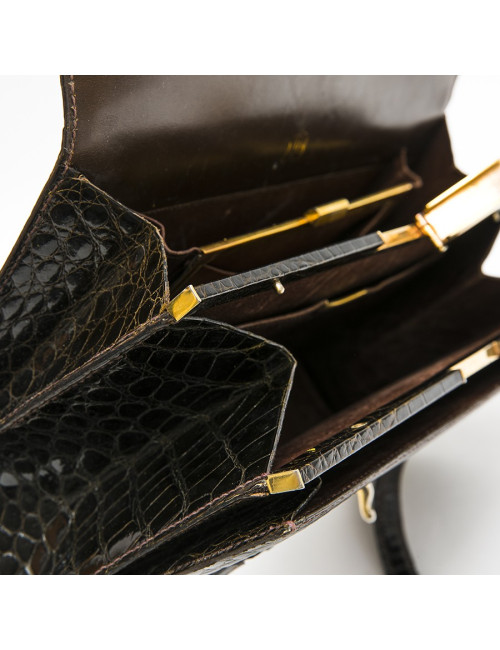 GUCCI Vintage bag in browncrocodile porosus leather