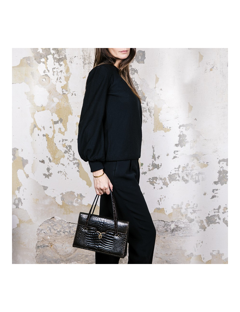 GUCCI Vintage bag in browncrocodile porosus leather