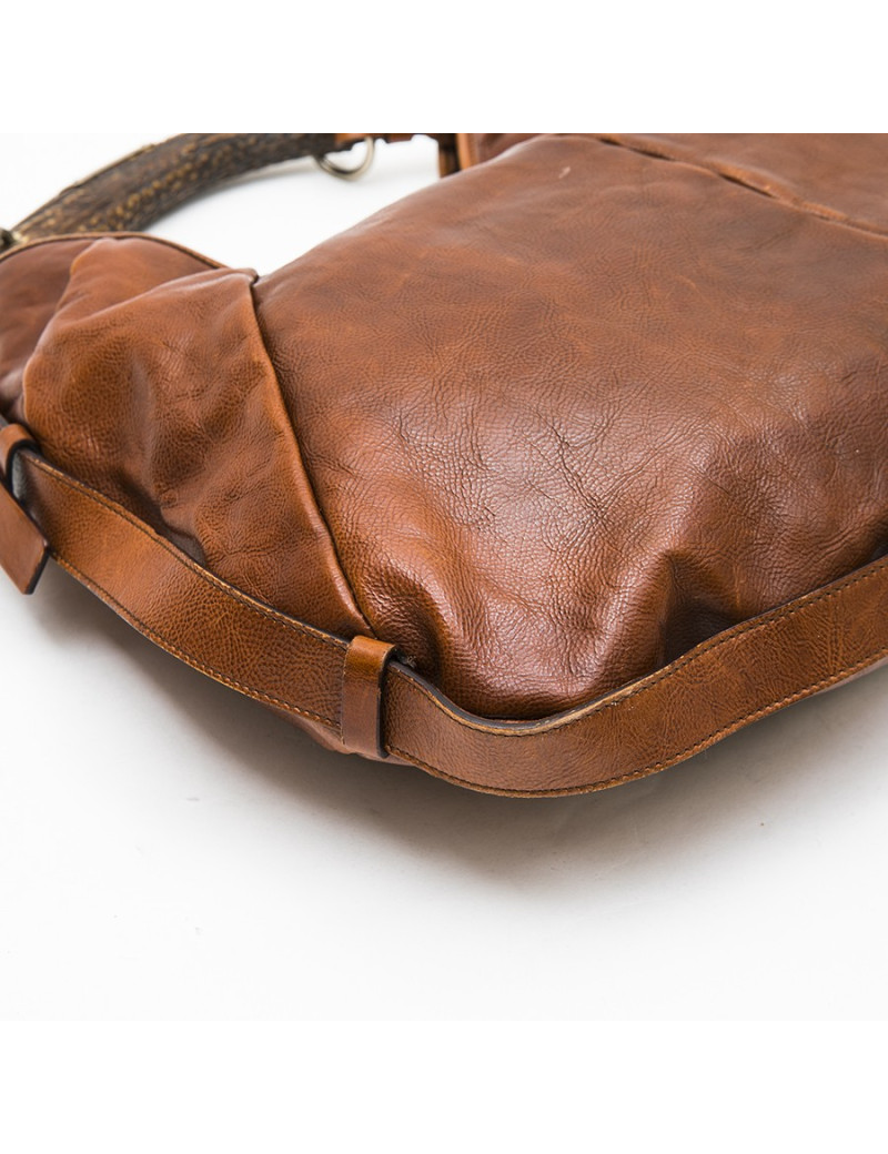 YVES SAINT LAURENT rive gauche Monbassa bag in grained brown leather