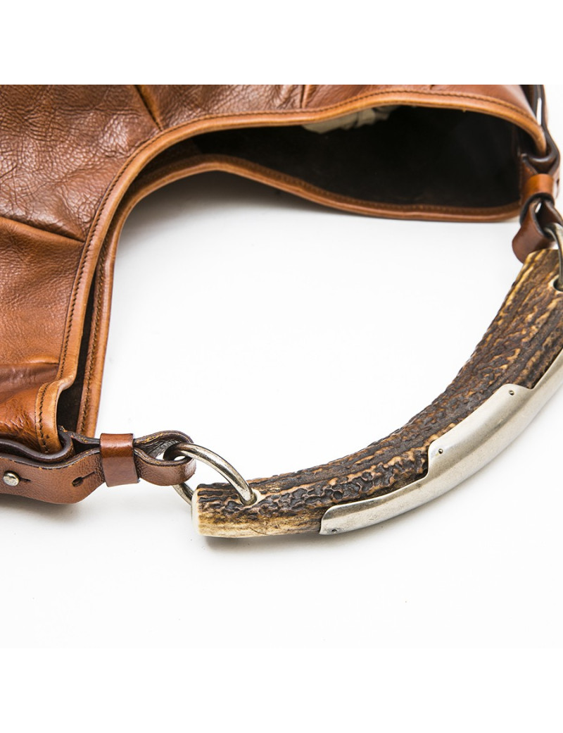 YVES SAINT LAURENT rive gauche Monbassa bag in grained brown leather