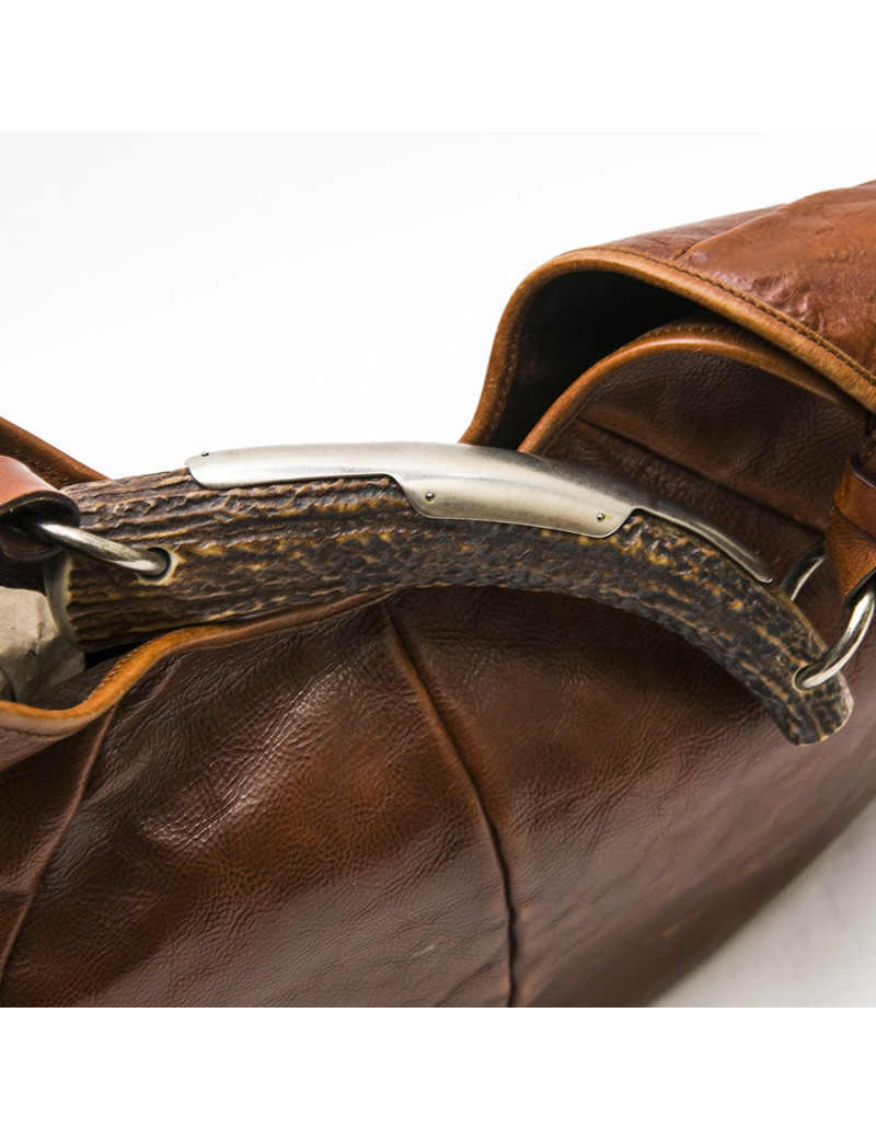 YVES SAINT LAURENT rive gauche Monbassa bag in grained brown leather