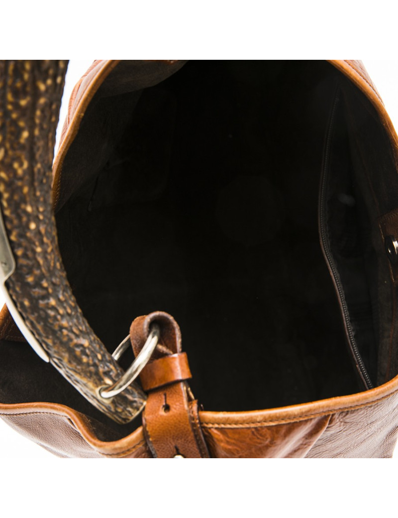 YVES SAINT LAURENT rive gauche Monbassa bag in grained brown leather