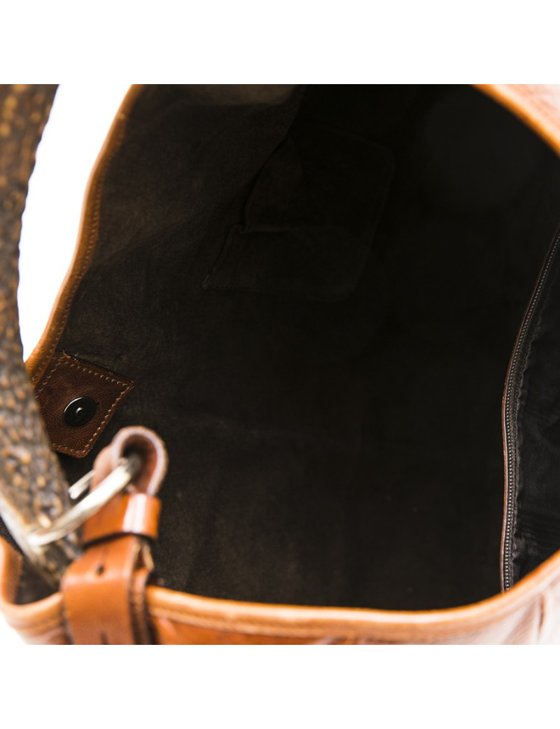 YVES SAINT LAURENT rive gauche Monbassa bag in grained brown leather