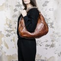 YVES SAINT LAURENT rive gauche Monbassa bag in grained brown leather