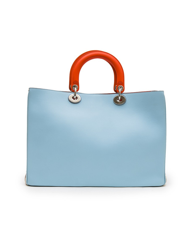 CHRISTIAN DIOR  'Lady D DIOR' in sky blue leather and gray python