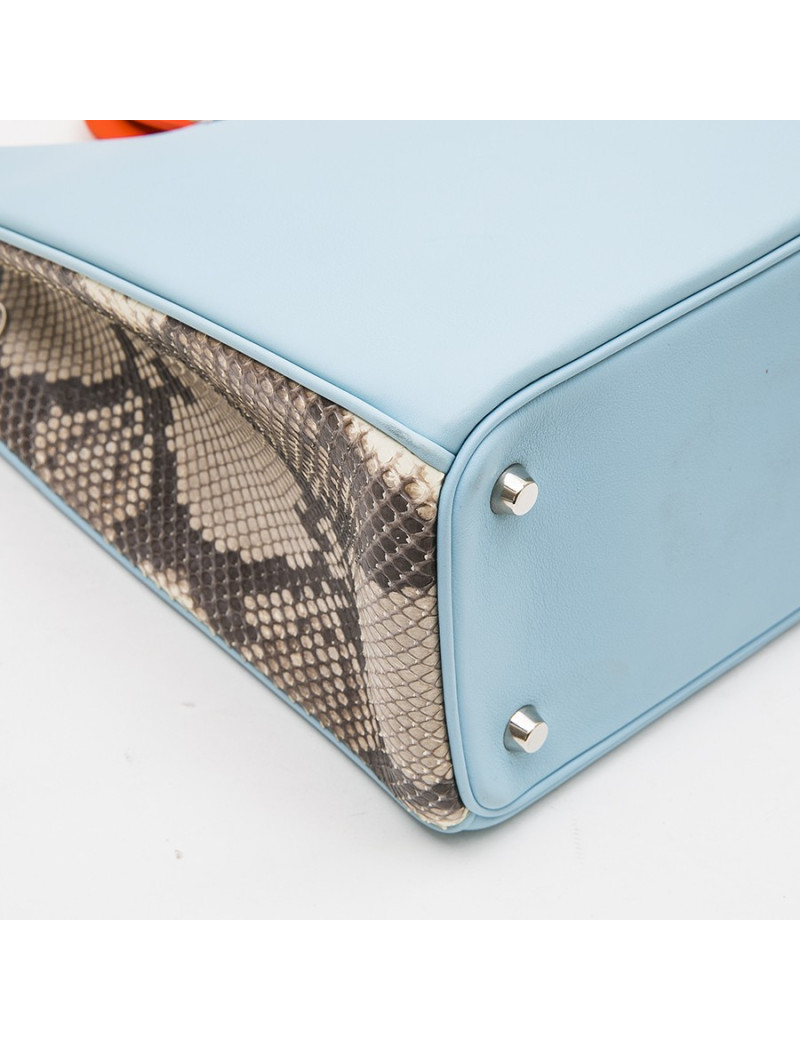 Sac Lady D DIOR ebleu ciel et python