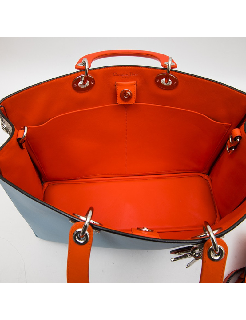 CHRISTIAN DIOR  'Lady D DIOR' in sky blue leather and gray python