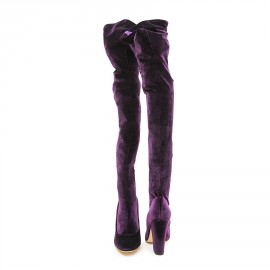 SERGIO ROSSI T 36 Thigh boots in plum stretch velvet