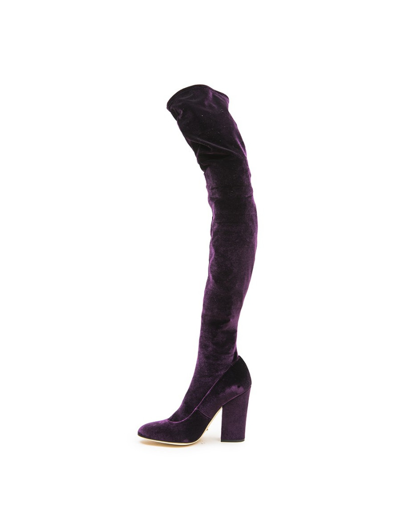 SERGIO ROSSI T 36 Thigh boots in plum stretch velvet