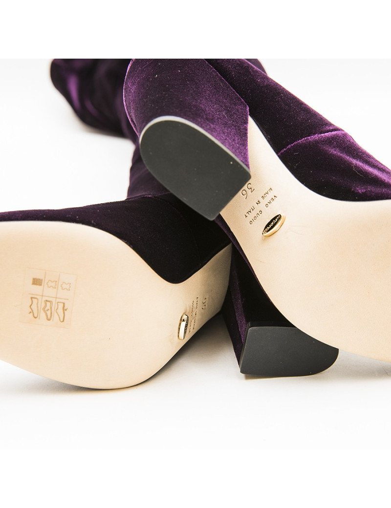 SERGIO ROSSI T 36 Thigh boots in plum stretch velvet