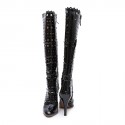 ALAIA T 38 boots in black patent perforated leather